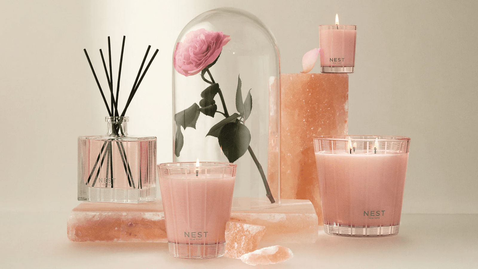 Nest New York luxury candles, diffusers, and hand soaps — exclusive to Celebrations Flowers & Gifts in the Cayman Islands.
