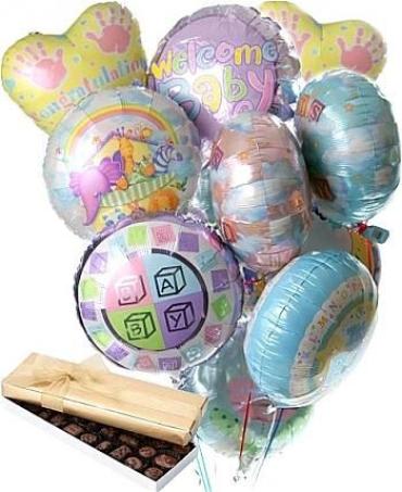 New Baby Balloon Bouquet with Chocolate