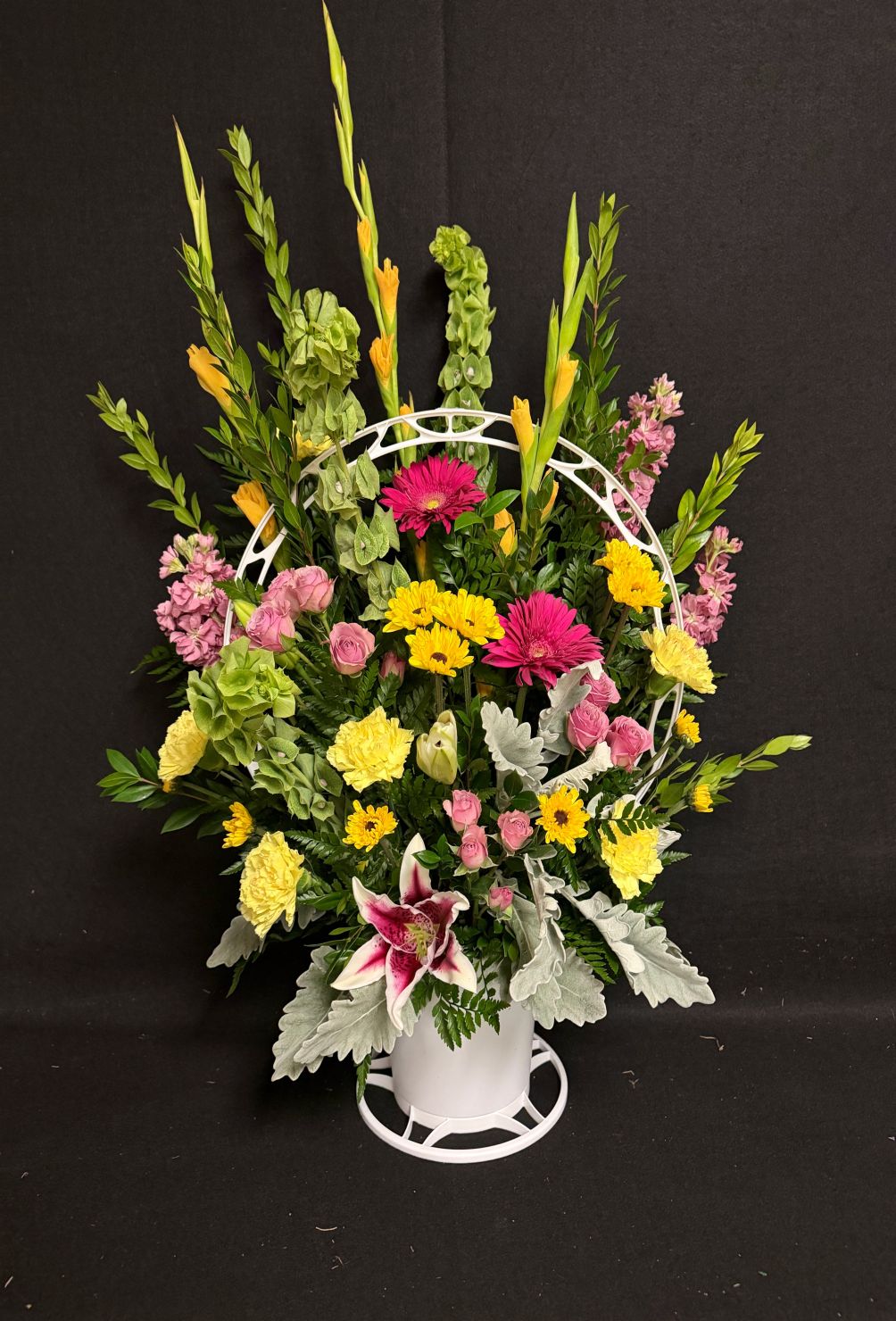 colorful sympathy basket
