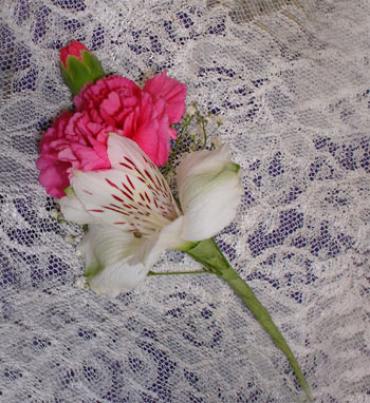 Hot Pink Mini Carnation & Alstro Boutonniere