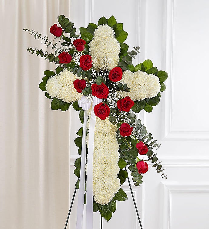 Peace & Prayers™ Red & White Standing Cross