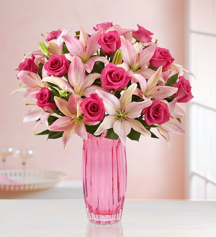 Magnificent Pink Rose & Lily Bouquet