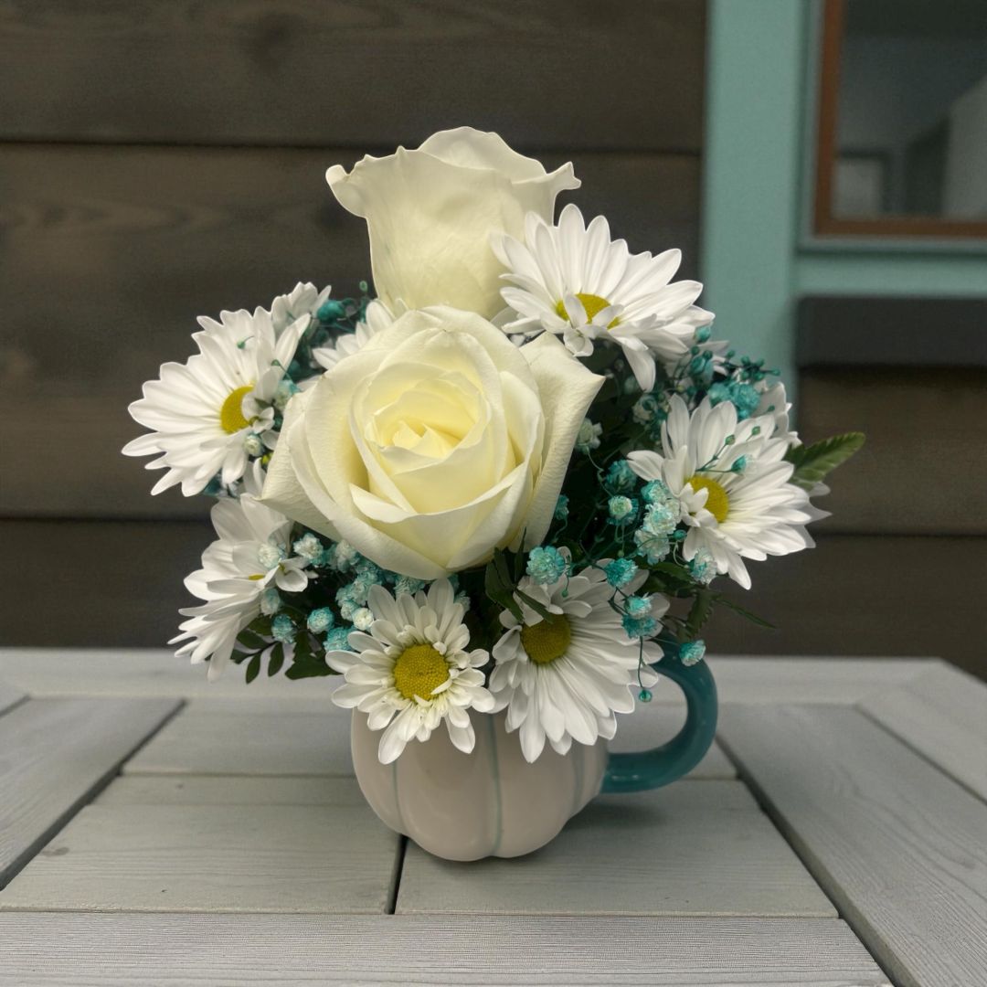 Teal Blossom Pumpkin Mug