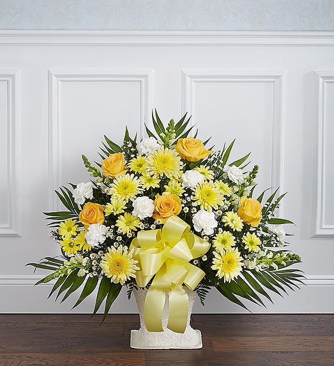 Heartfelt Tribute™ Yellow Floor Basket Arrangement