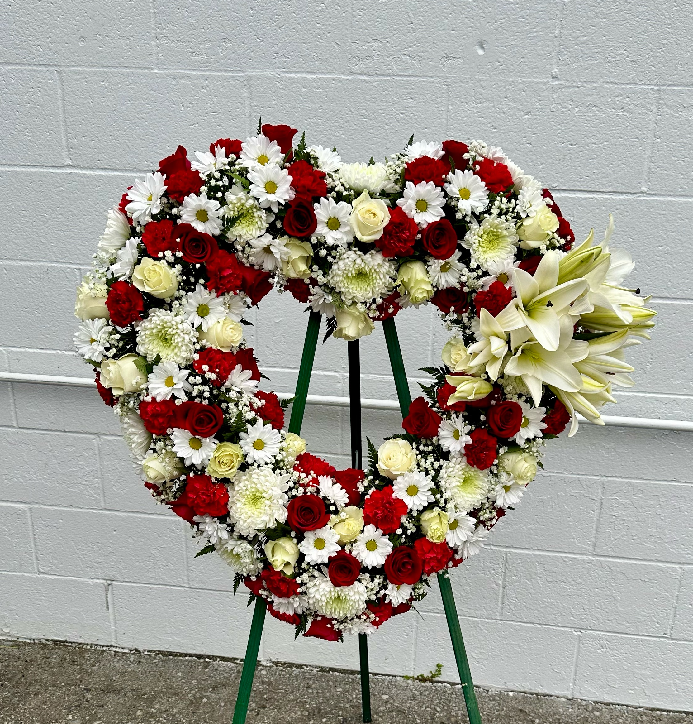 Always Remember™ Floral Heart Tribute - Red Rose & Lily