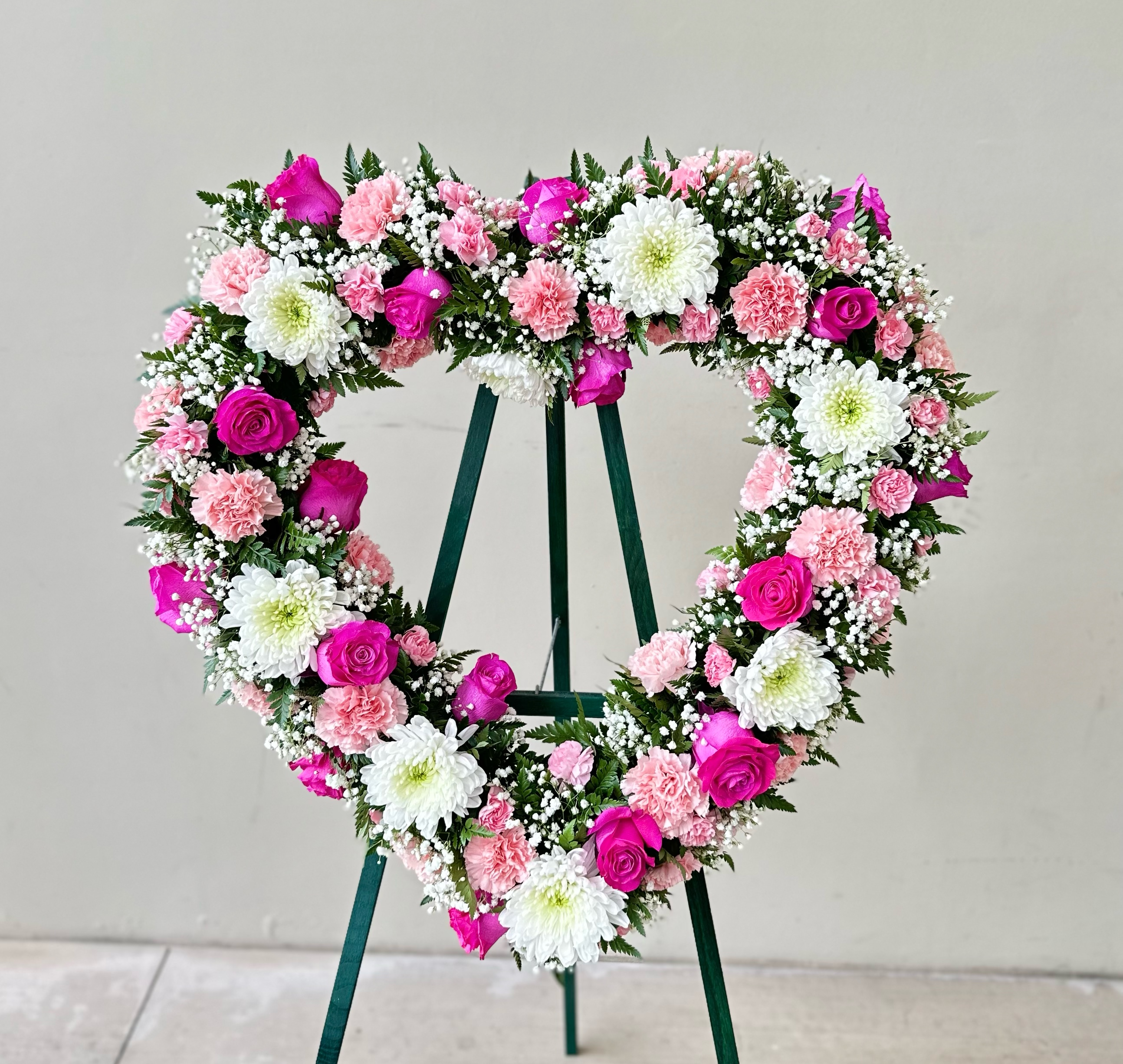 Always Remember™ Floral Heart Tribute - Pink & White