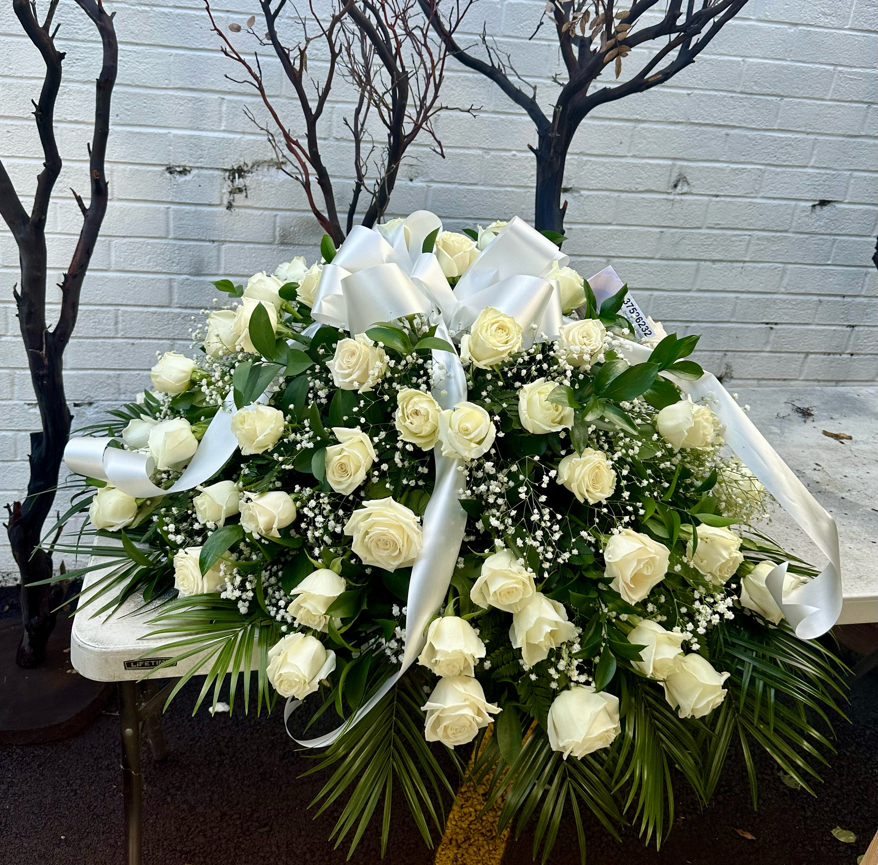 White Rose Half Casket Cover