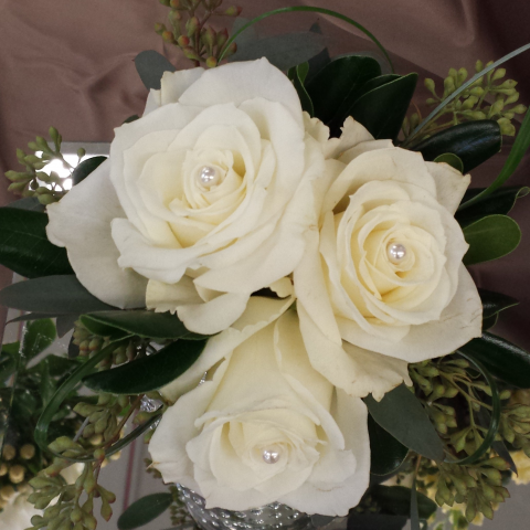 Jacques Flower Shop - Manchester JQP Triple Rose Tussey Mussie