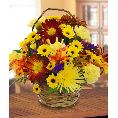 Jacques Flower Shop - Manchester JHT142 Harvest Basket Bouquet