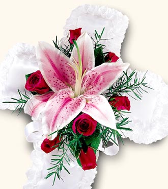 Jacques Flower Shop - Manchester Spiritual Tribute Cross Pillow