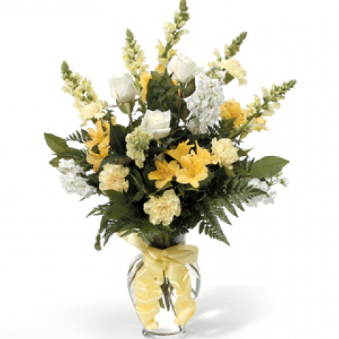 White and Yellow Vase Arrangement CTT44-11