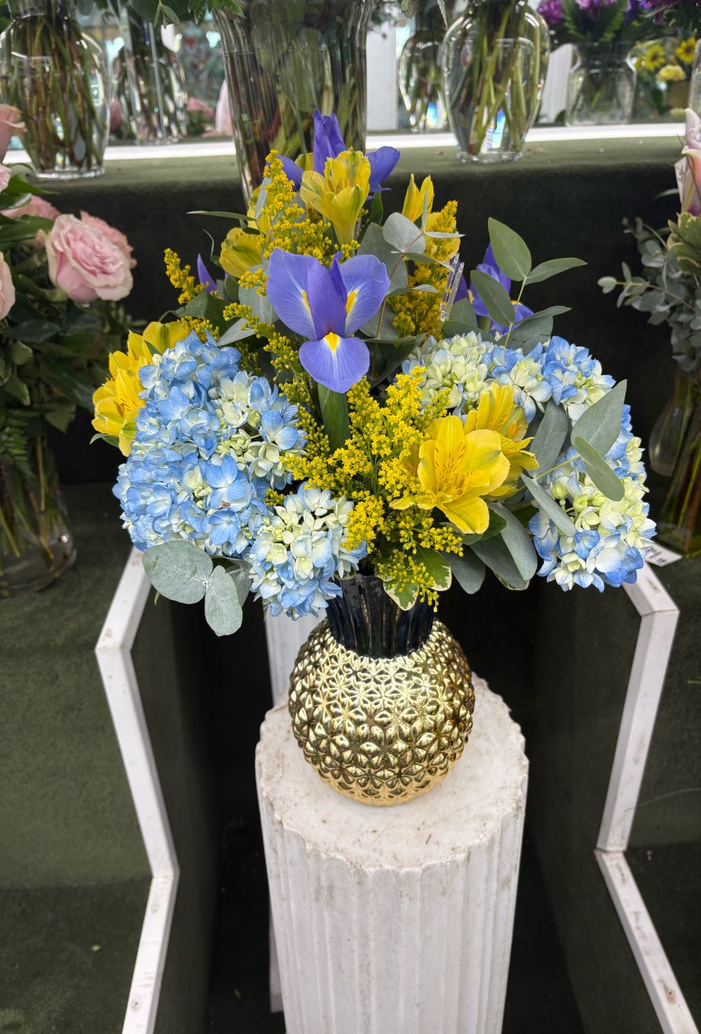 Blue and Gold Arrangement IN THE COOLER
