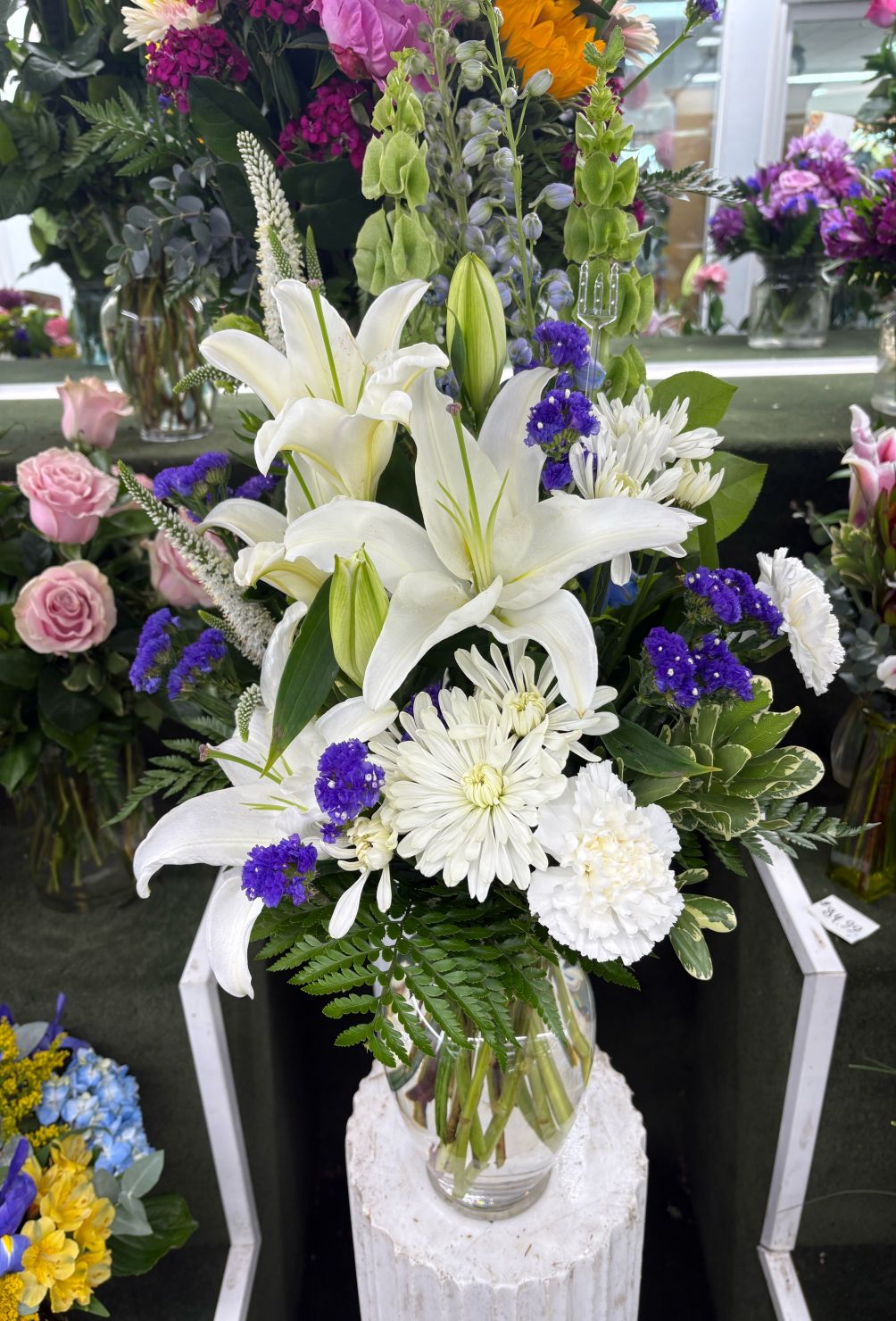 White and Blue Arrangement IN THE COOLER 