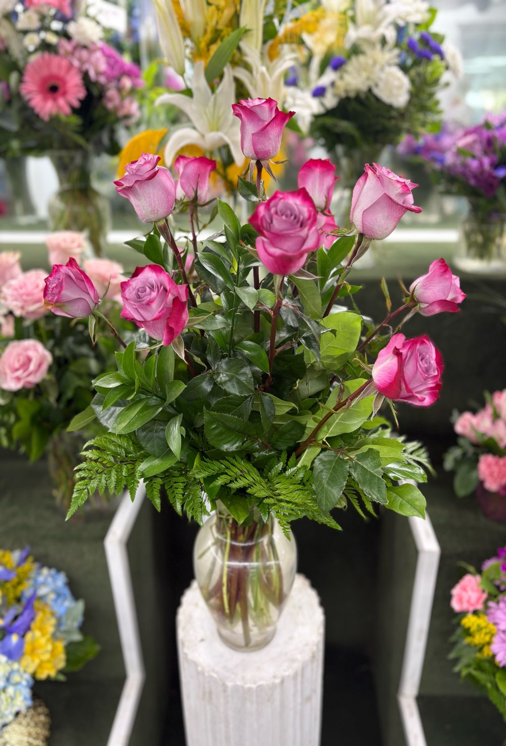 Dozen Lavender Roses IN THE COOLER 