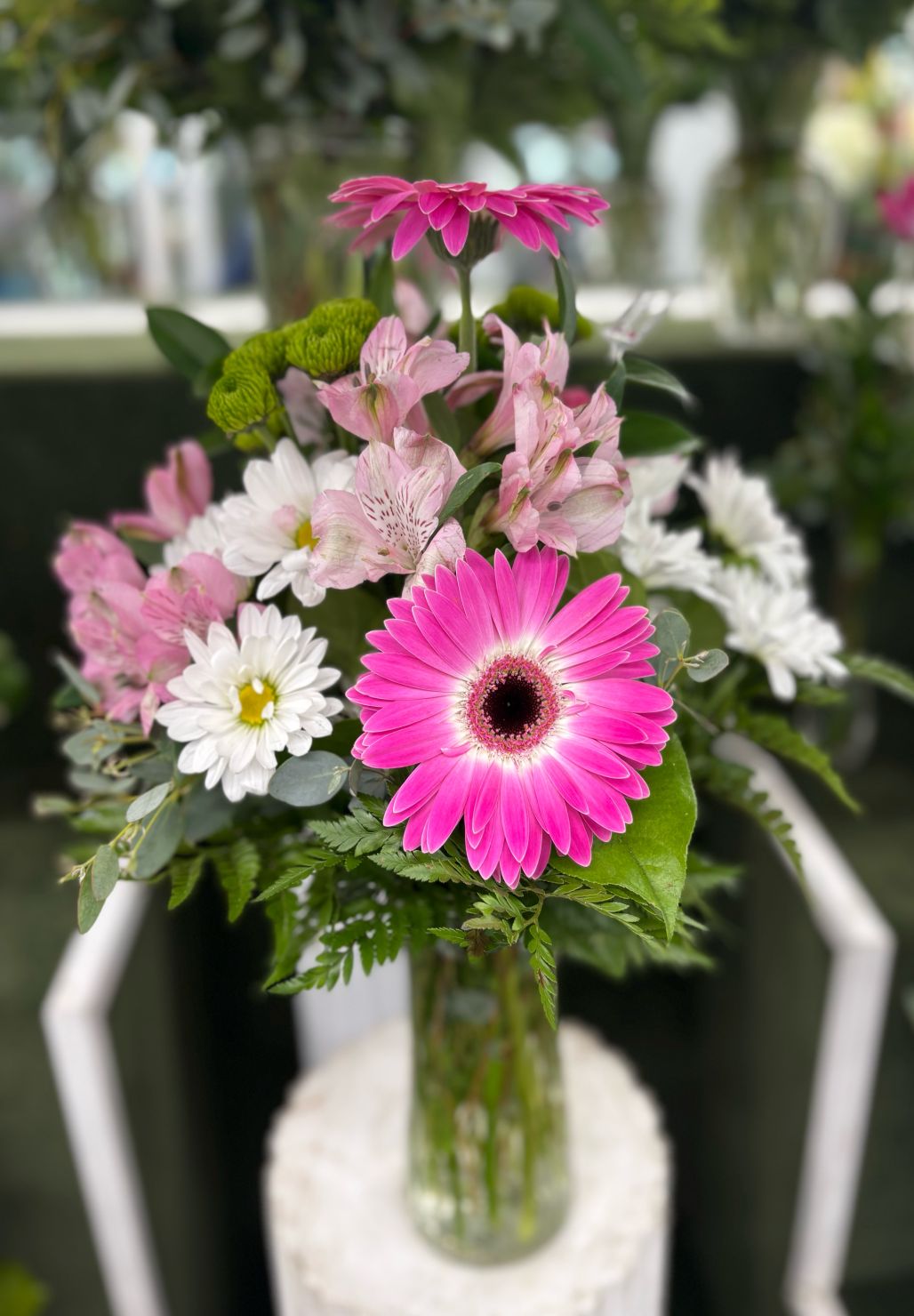 Pink and White Arrangement IN THE COOLER 