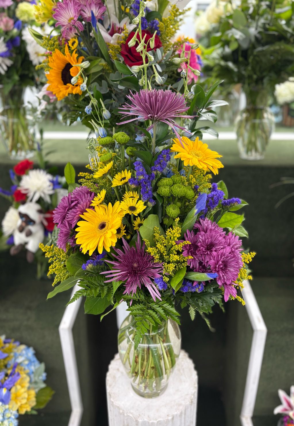 Purple and Yellow Arrangement IN THE COOLER 