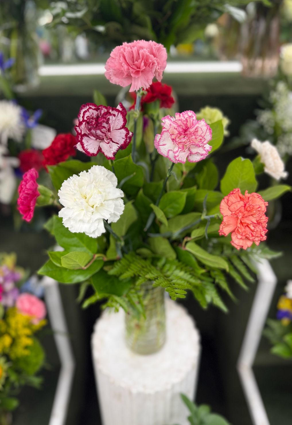 MIX OF CARNATION ARRANGEMENT IN THE COOLER