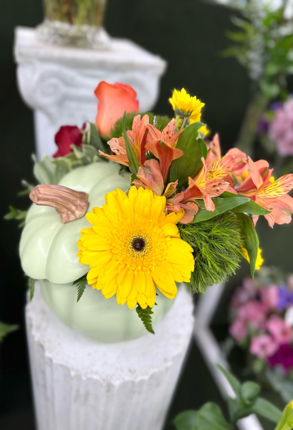 PUMPKIN VASE ARRANGEMENT IN THE COOLER