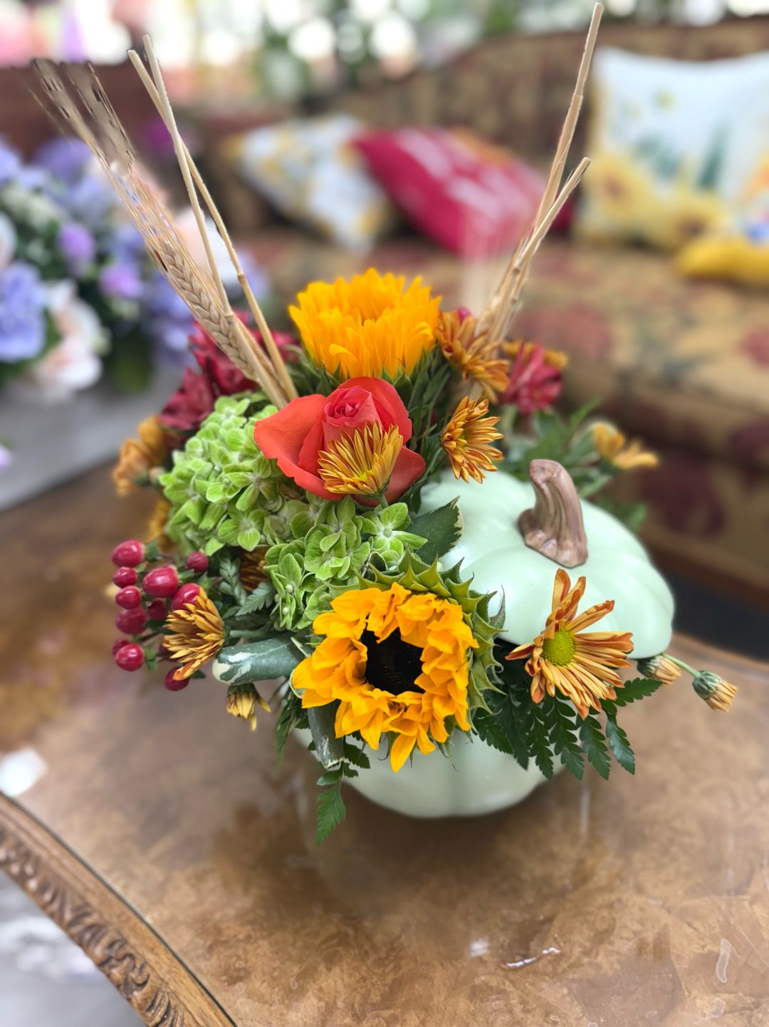 PUMPKIN VASE ARRANGEMENT IN THE COOLER