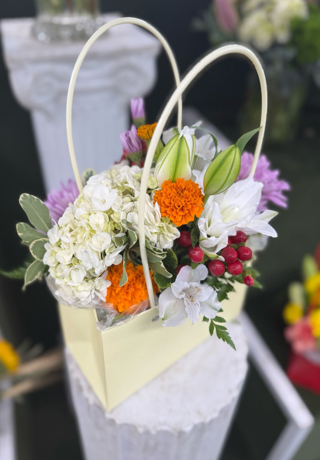 Flower Tote Bag Arrangement In the Cooler