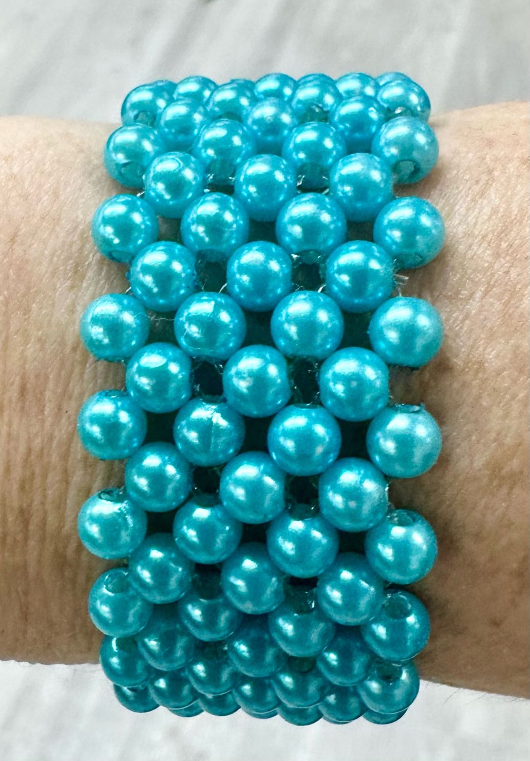 M - Teal Blue Pearl Wristlet