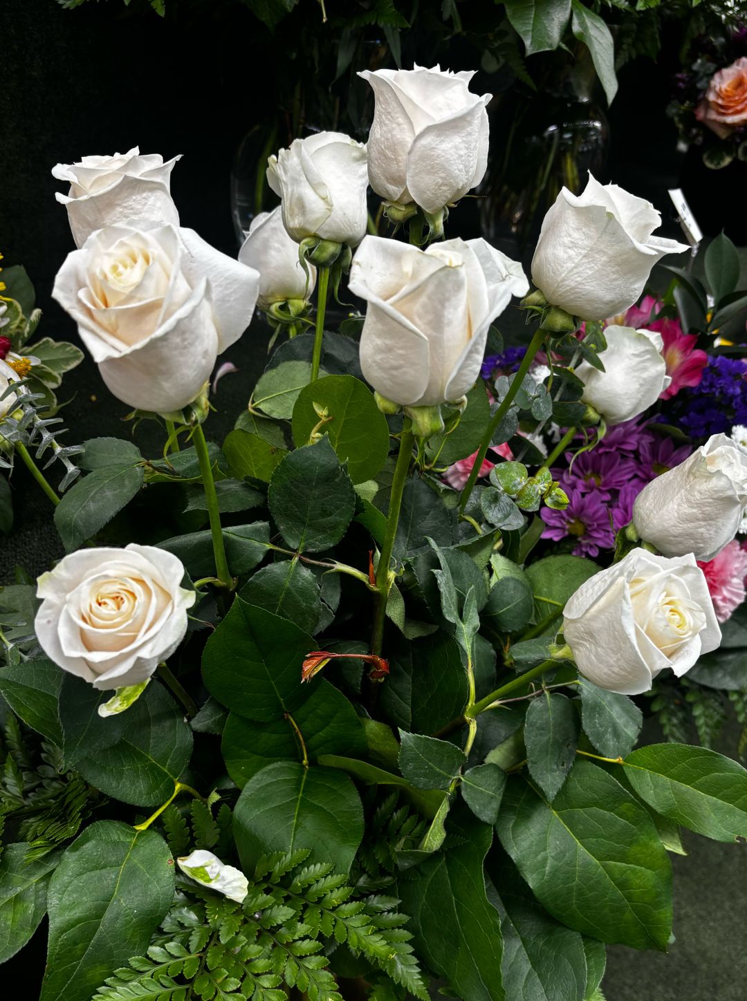 Dozen White Rose Arrangement In the Cooler