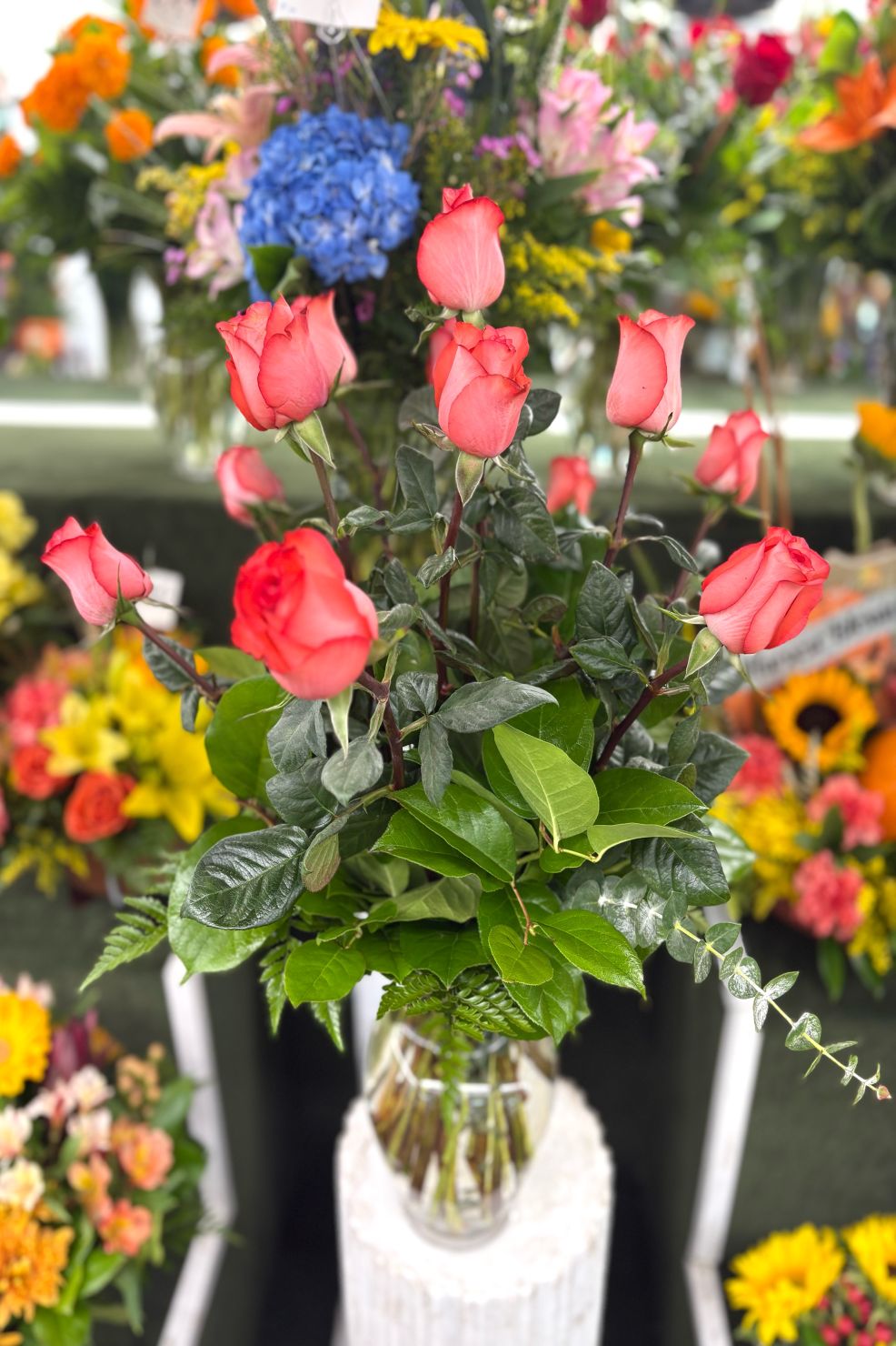 Coral Roses Arrangement IN THE COOLER