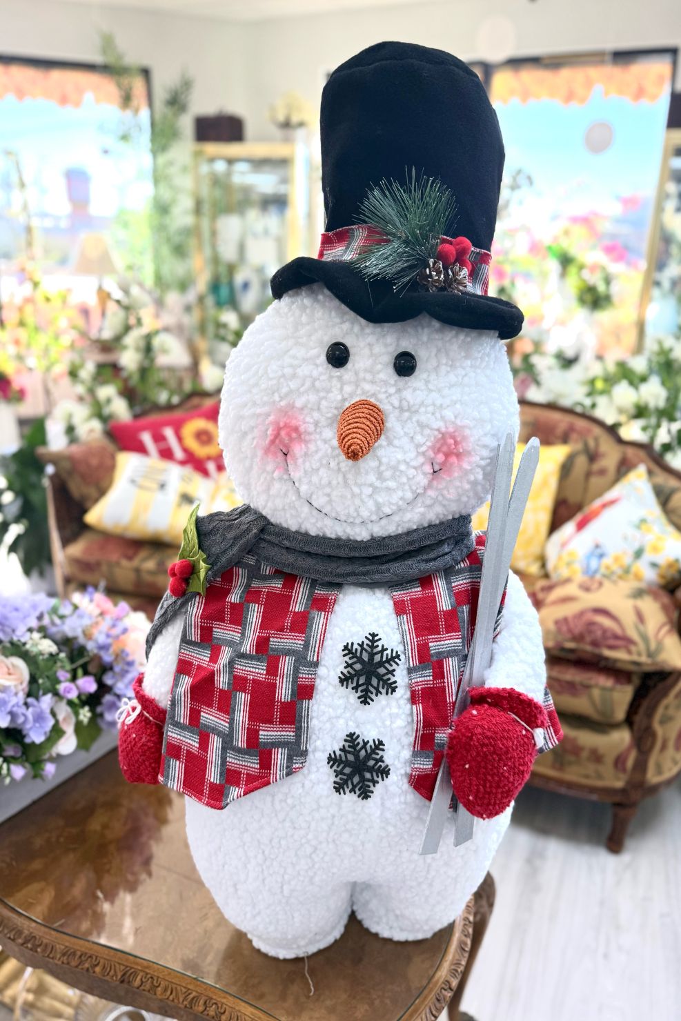 Skiing Snowman Holiday Decoration