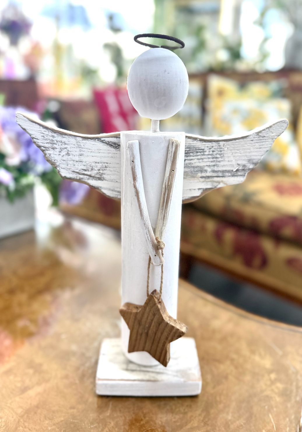 White Wooden Angel Decoration 