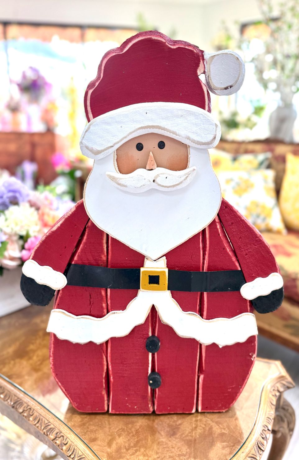 Wooden Santa Claus Holiday Decoration 