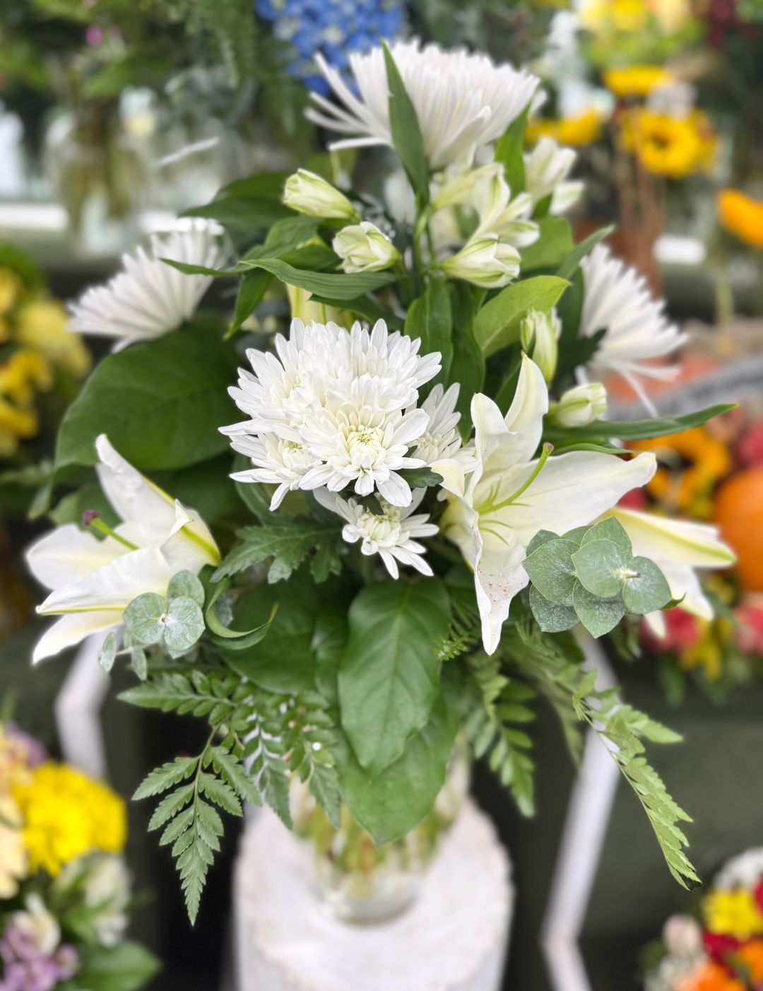 Traditional White Sympathy Arrangement In the Cooler