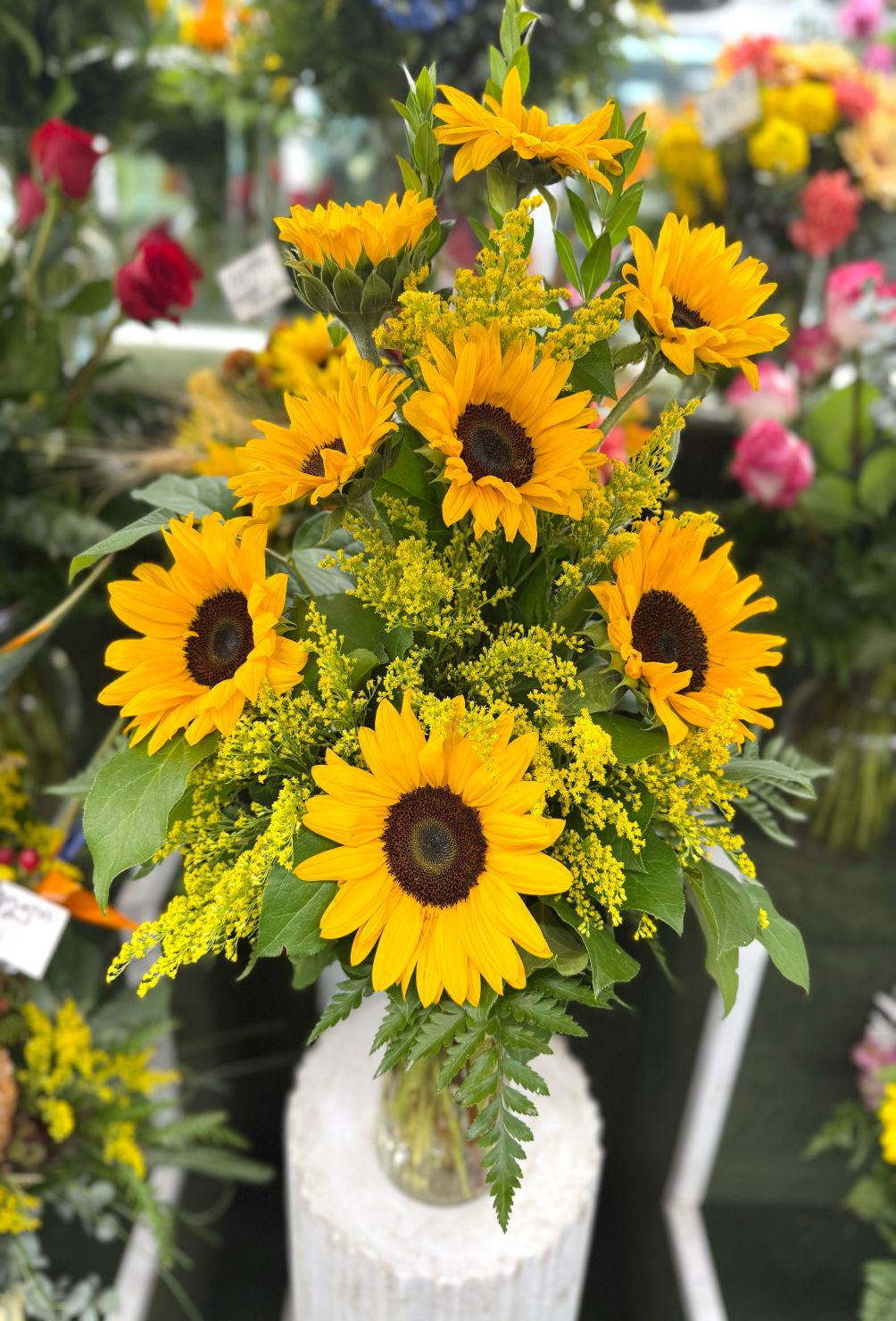 Sunny Sunflowers Arrangement In the Cooler