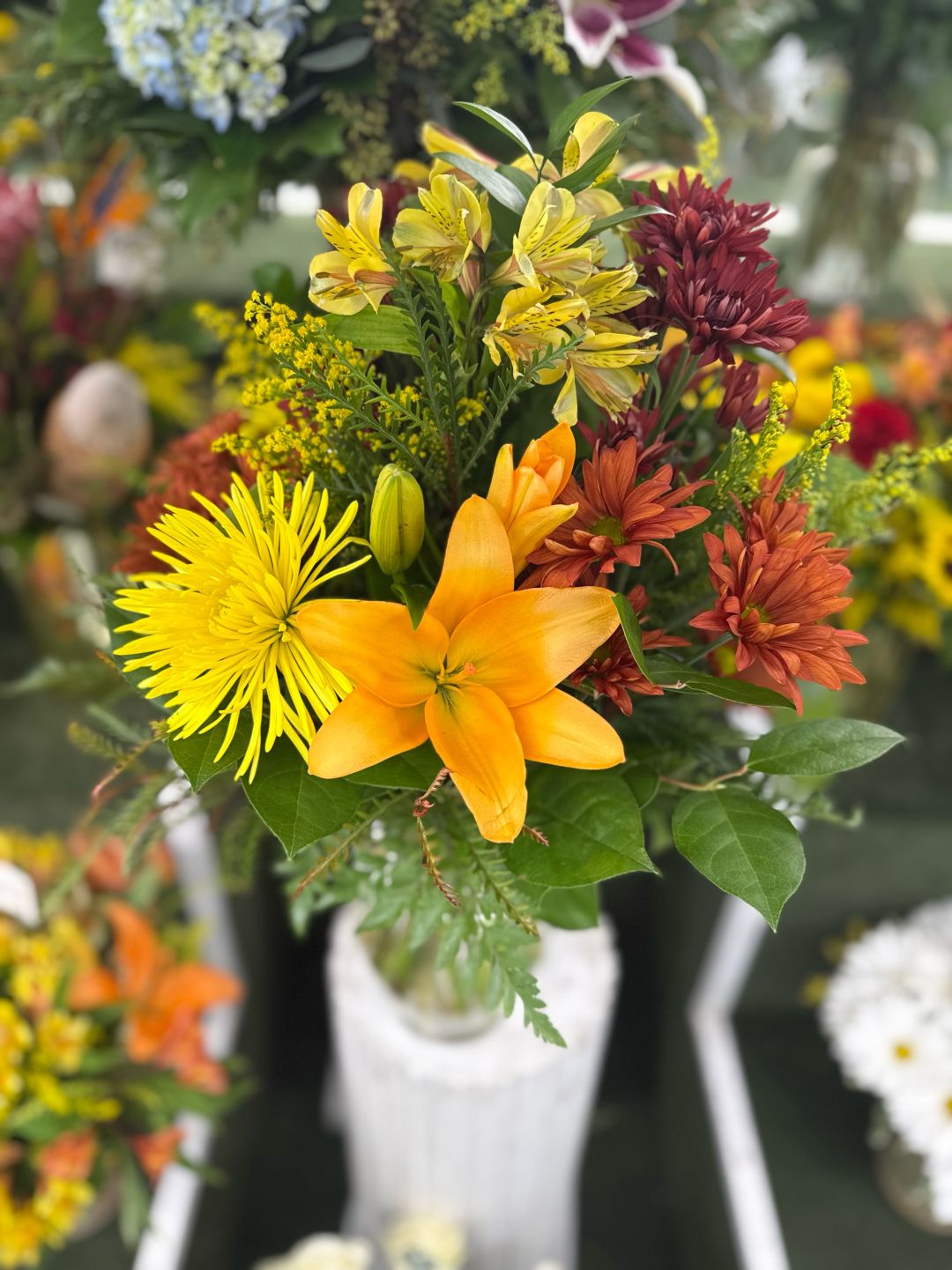 Charming Fall Arrangement In the Cooler