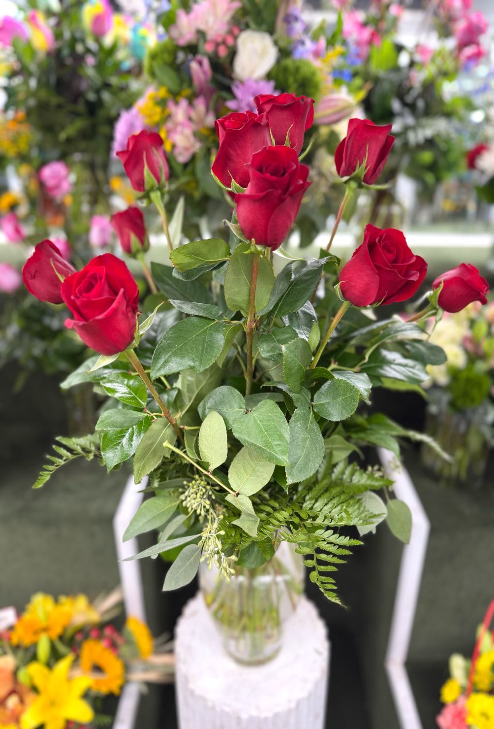 Dozen Red Roses Arrangement In the Cooler