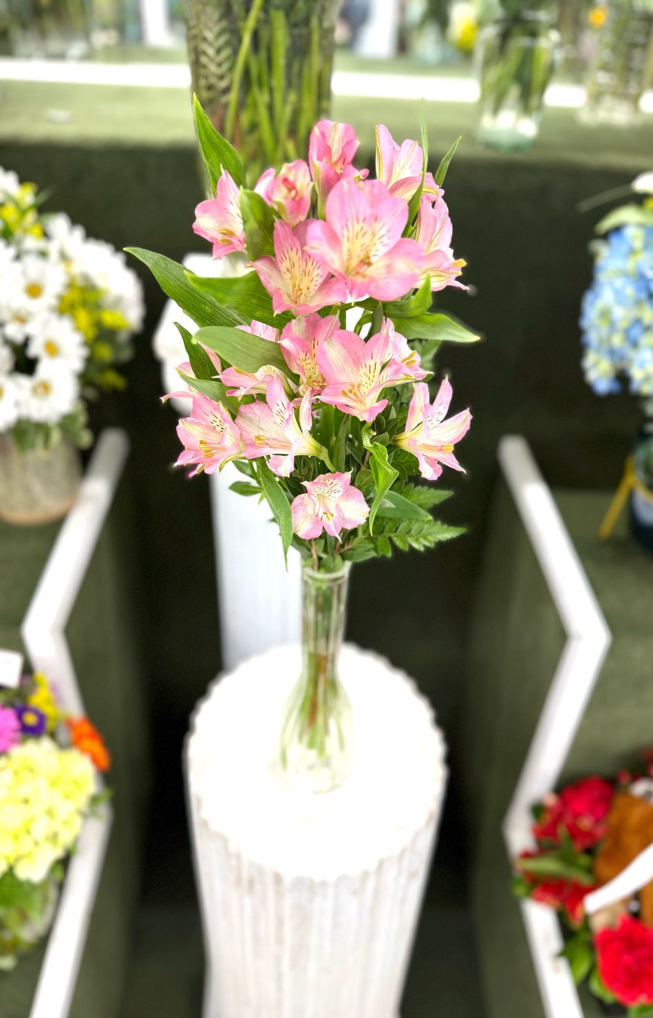 Pink Alstromeria Budvase In the Cooler