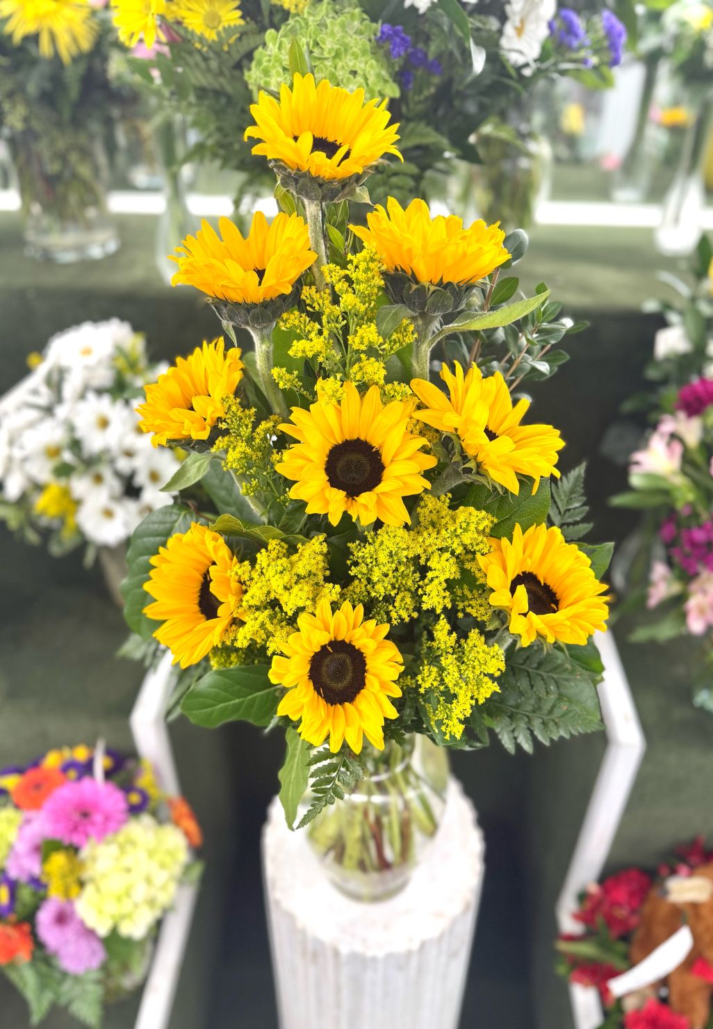 Sunny Sunflowers Arrangement In the Cooler