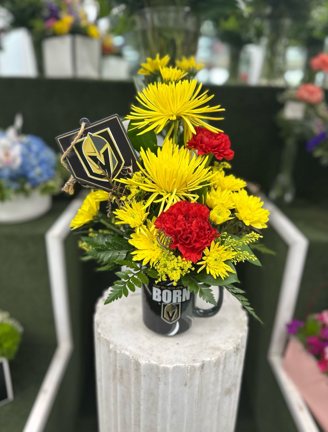 Golden Knights Mug Arrangement In the Cooler