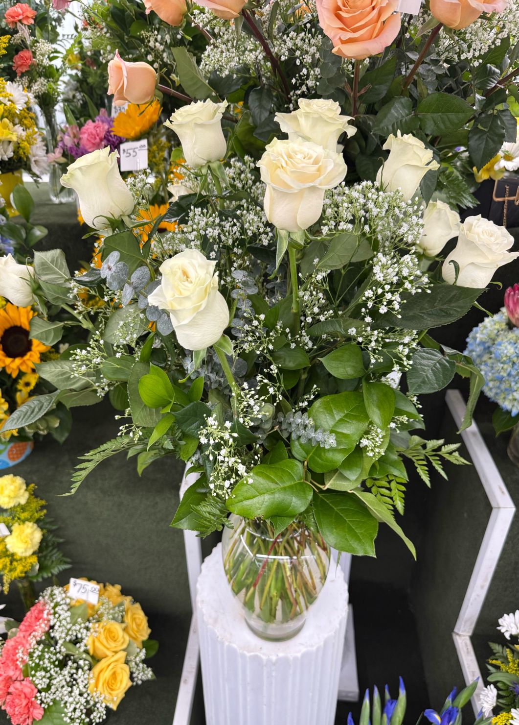 Dozen White Rose Arrangement In the Cooler