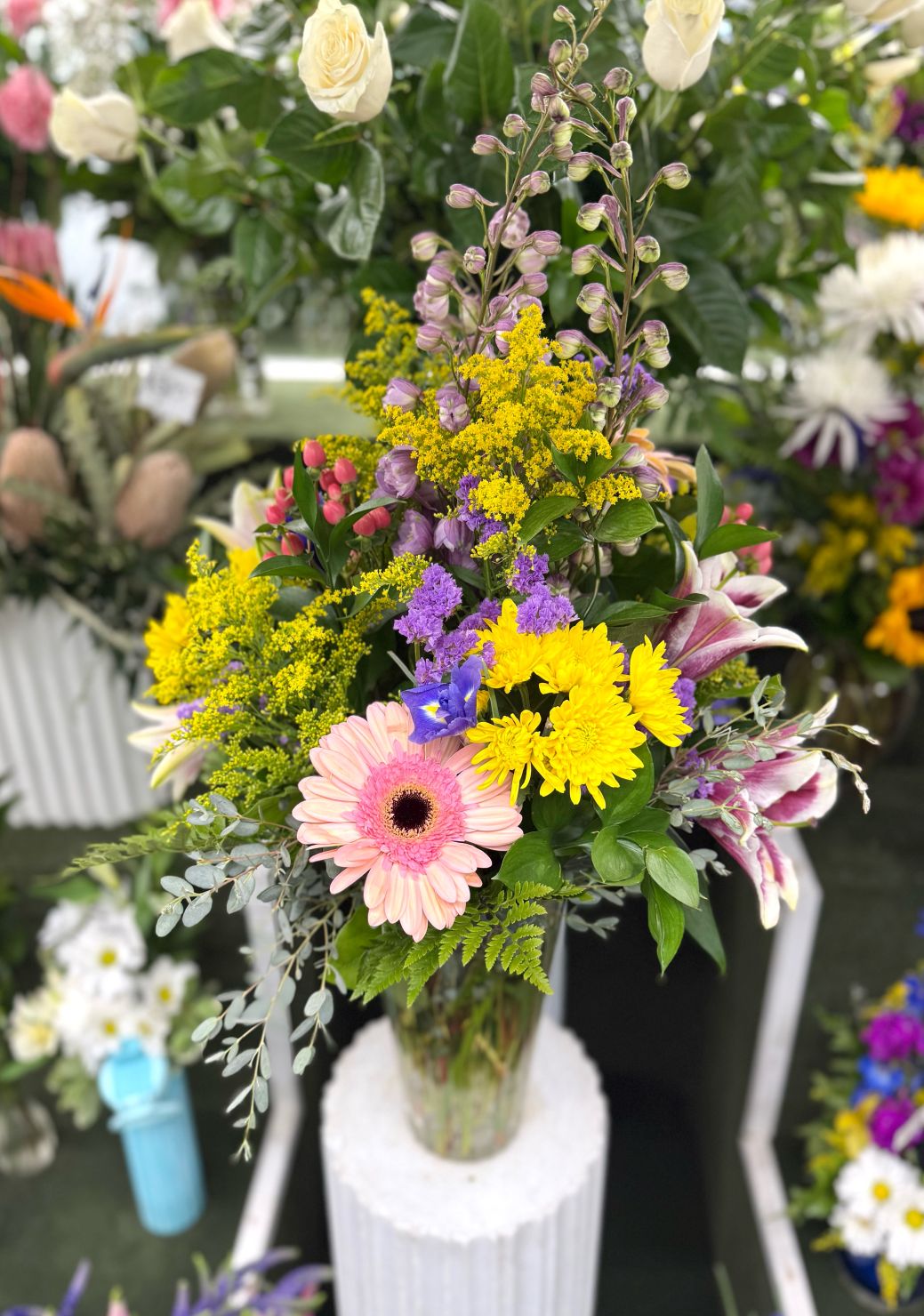 Honey Blush Arrangement In the Cooler