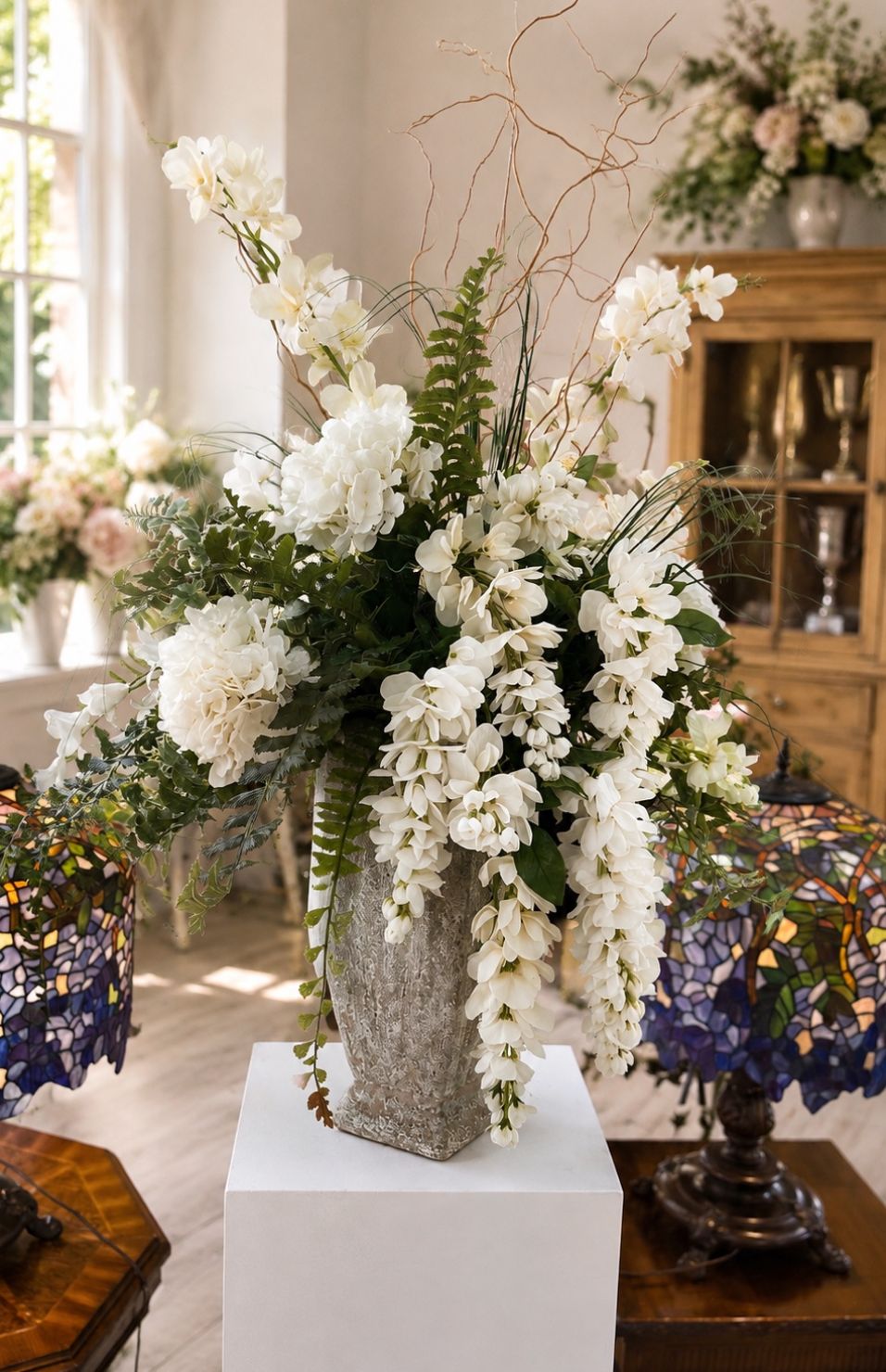 Large Lovely White Silk Arrangement 