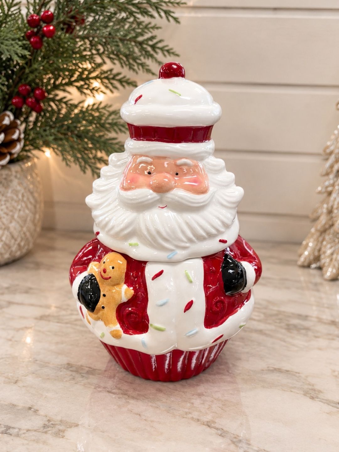 Santa Cupcake Cookie Jar