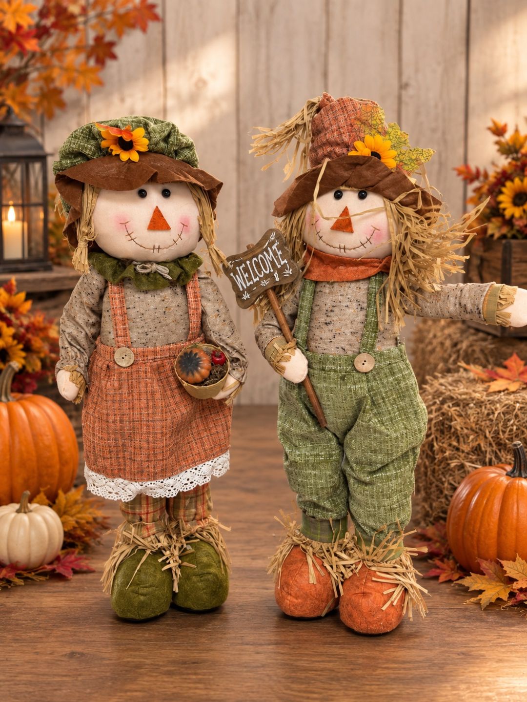 Annie and Pete Scarecrow Decorations 