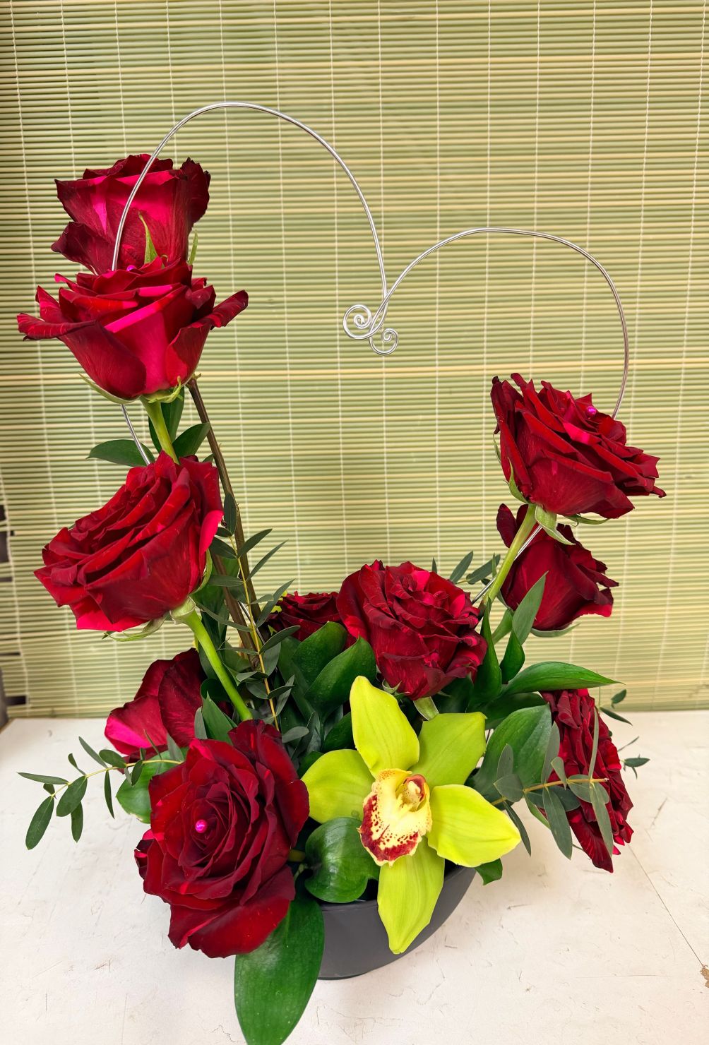 Valentine Dozen with orchids
