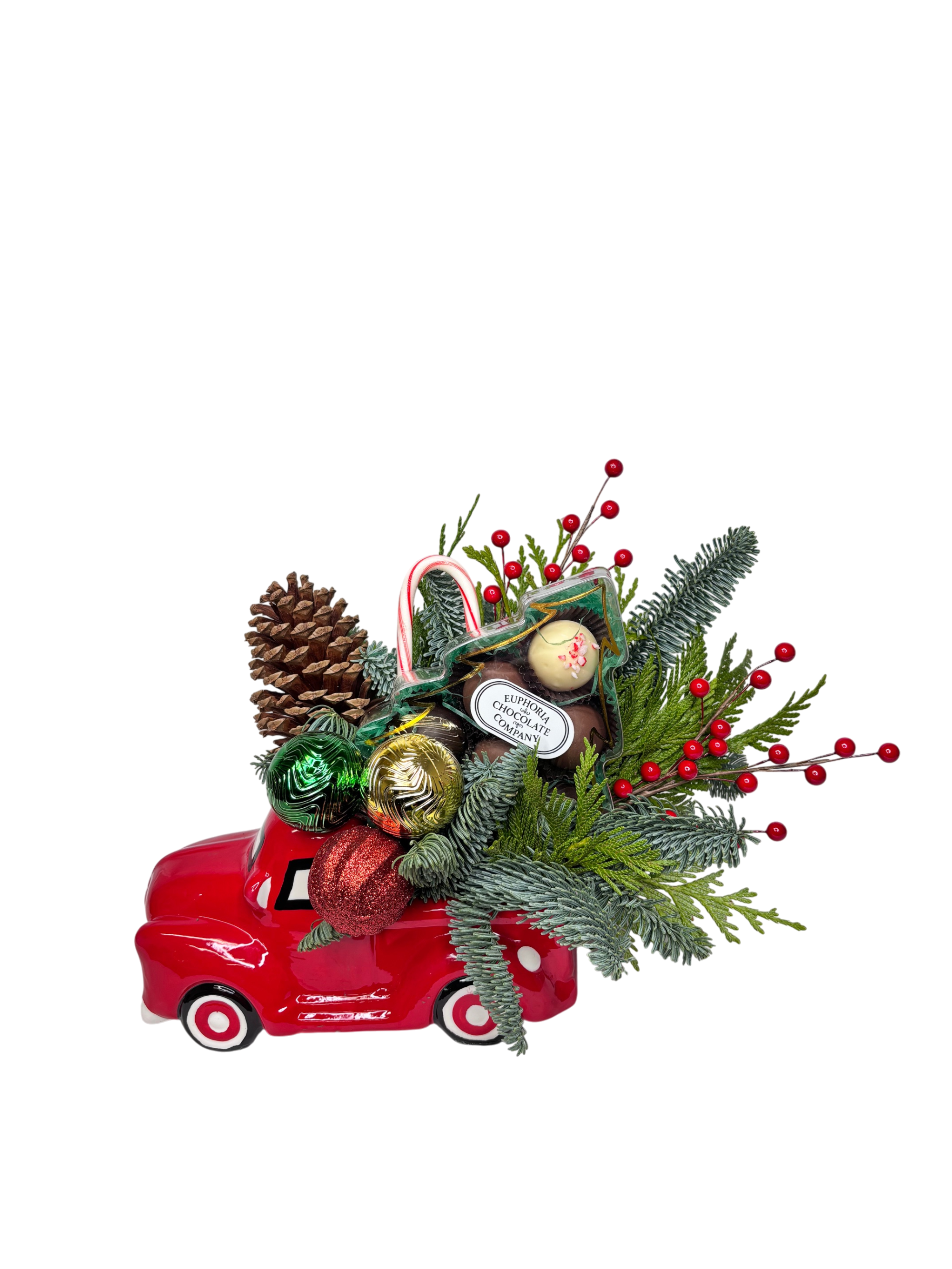 Lil Red Truck Haulin a Christmas Tree As Shown