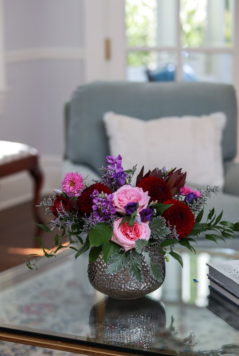 Purple sample flowers from monthly flowers subscription by The Flower Bar