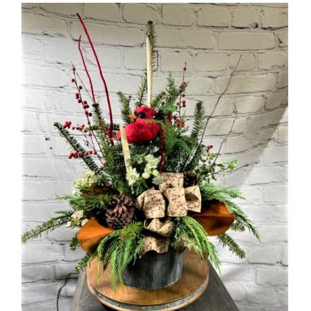 Colony Florist & Gifts Franklin Lakes - Fragrant Christmas greens, berries, pine cones, magnolia leaves and cardinal