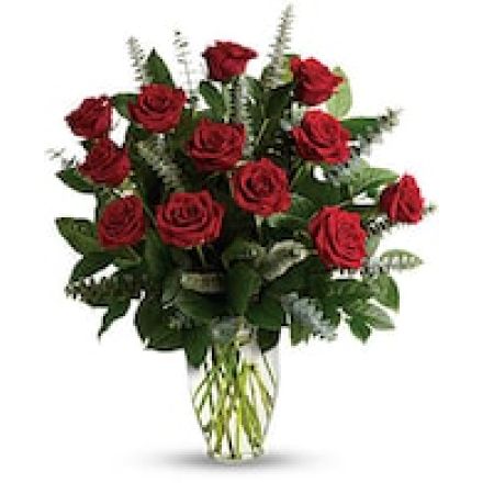 My Lady's Florist Westland - What's more romantic than a dozen red roses? Proclaim your love eternal with this radiant gift of crimson blooms and fresh greens, gathered in a classic keepsake vase.\n