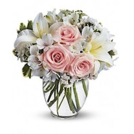 My Lady's Florist Westland - This beautiful bouquet will most certainly arrive in style! Ready for the runway, as it were. A delightful combination of light colors and lovely flowers, it's simply beautiful.