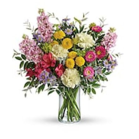 My Lady's Florist Westland - Add a healthy dose of goodness and light to someone's day with this colorful bouquet! Its bountiful blend of alstroemeria, stock and asters in cheerful shades of pink, yellow and lavender is sure to make them smile.\n