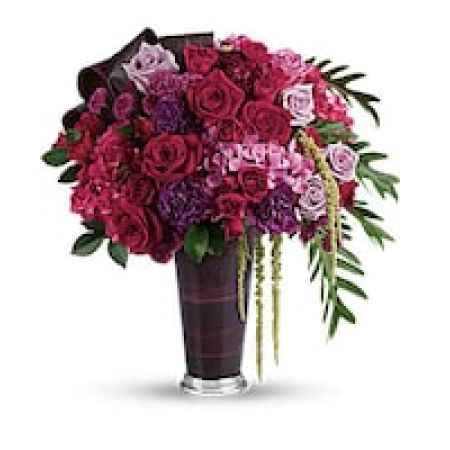 My Lady's Florist Westland - A dramatic display in jewel-toned roses and hydrangea in a sophisticated vase, this majestic bouquet will take their breath away.